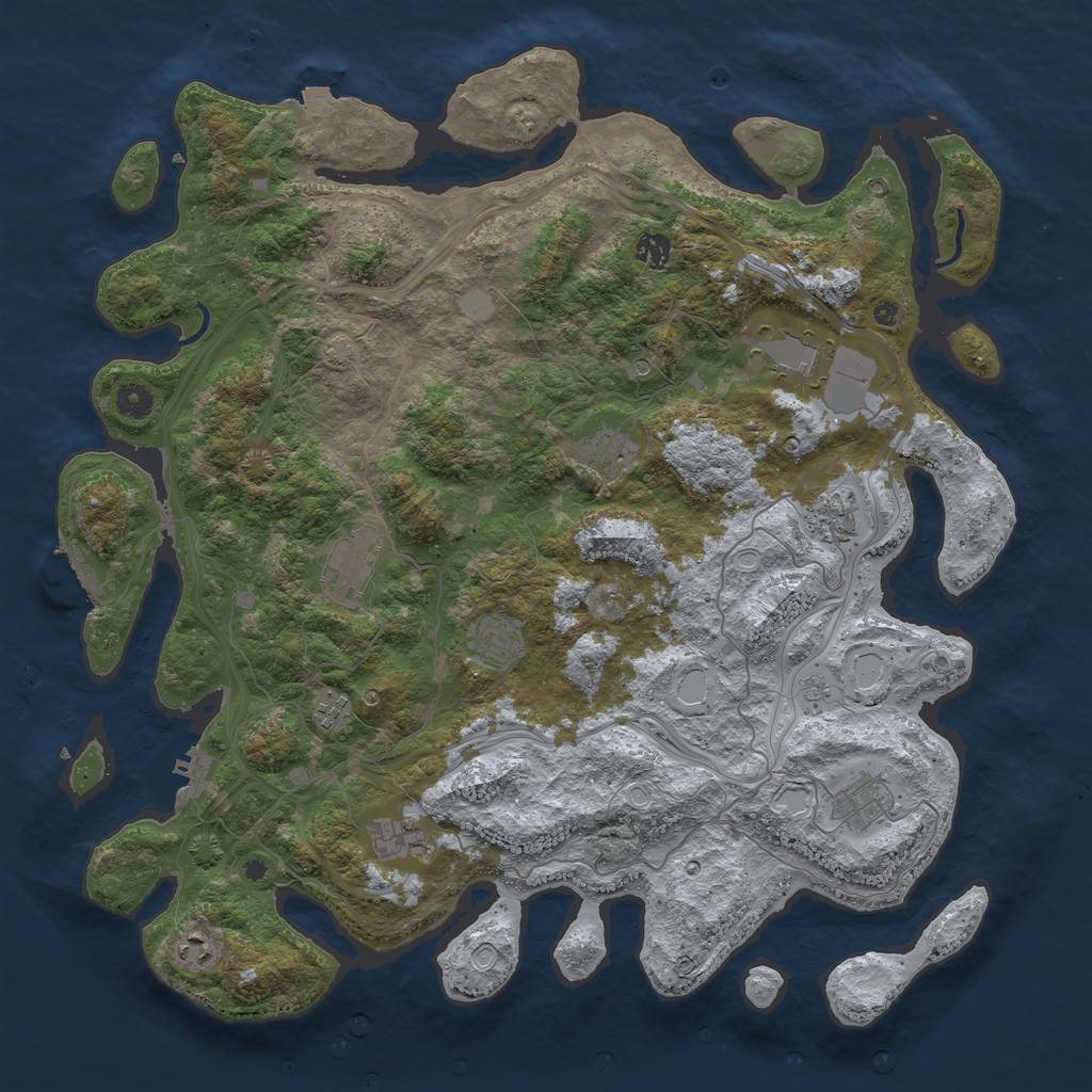 Rust Map: Procedural Map, Size: 4500, Seed: 460793619, 18 Monuments