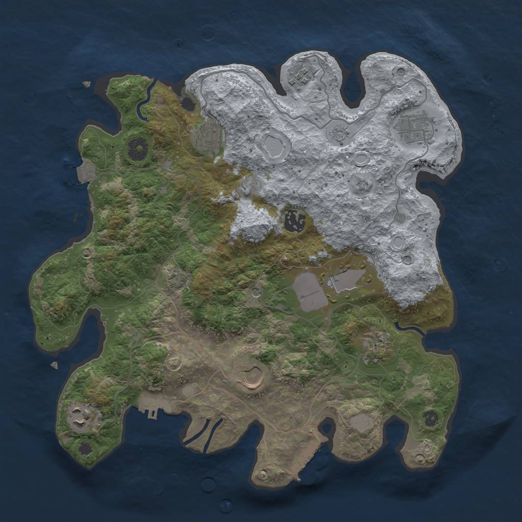 Rust Map: Procedural Map, Size: 3500, Seed: 64167, 16 Monuments