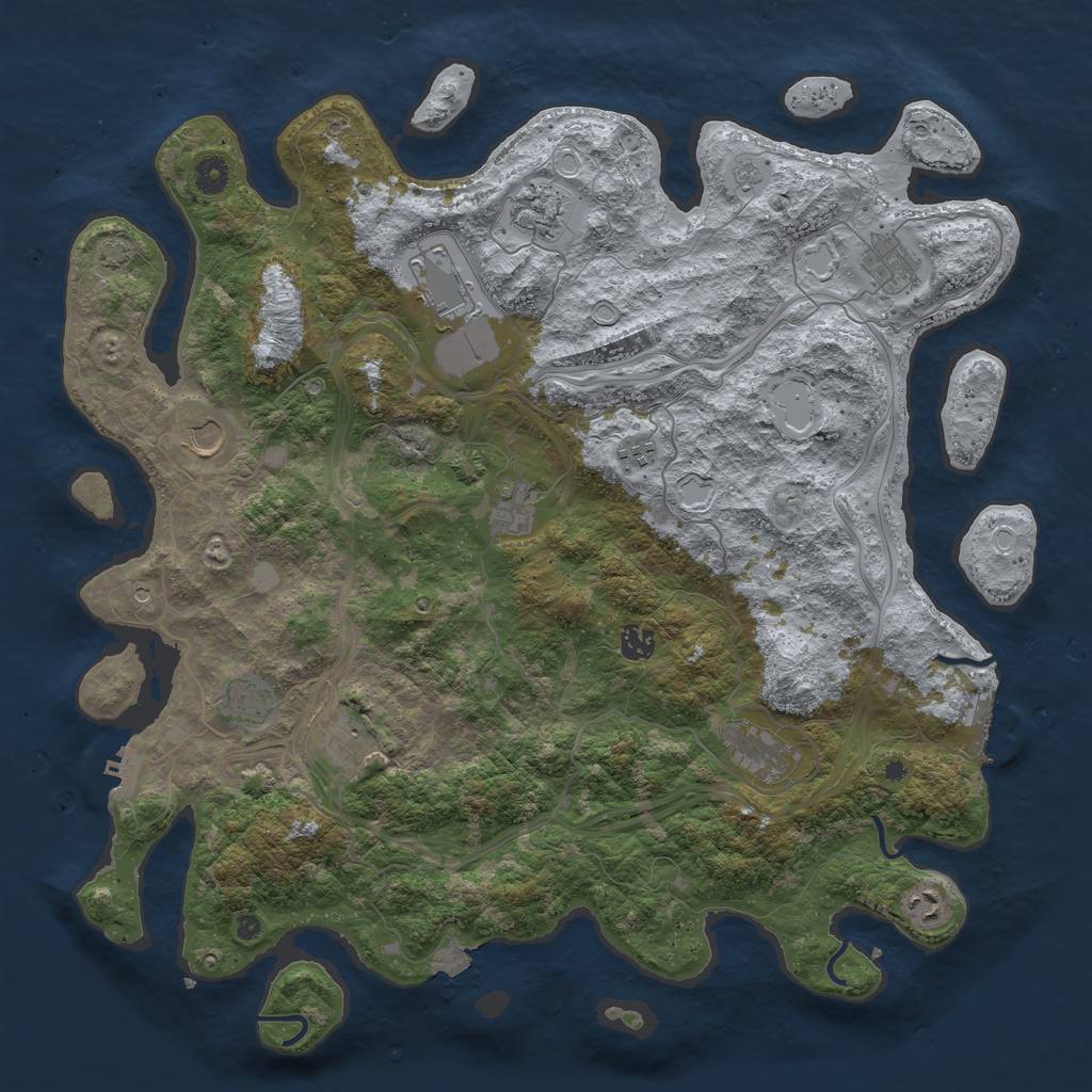 Rust Map: Procedural Map, Size: 4500, Seed: 439209154, 19 Monuments