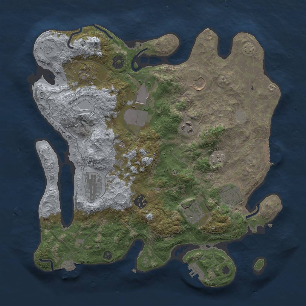 Rust Map: Procedural Map, Size: 3500, Seed: 1155999612, 17 Monuments