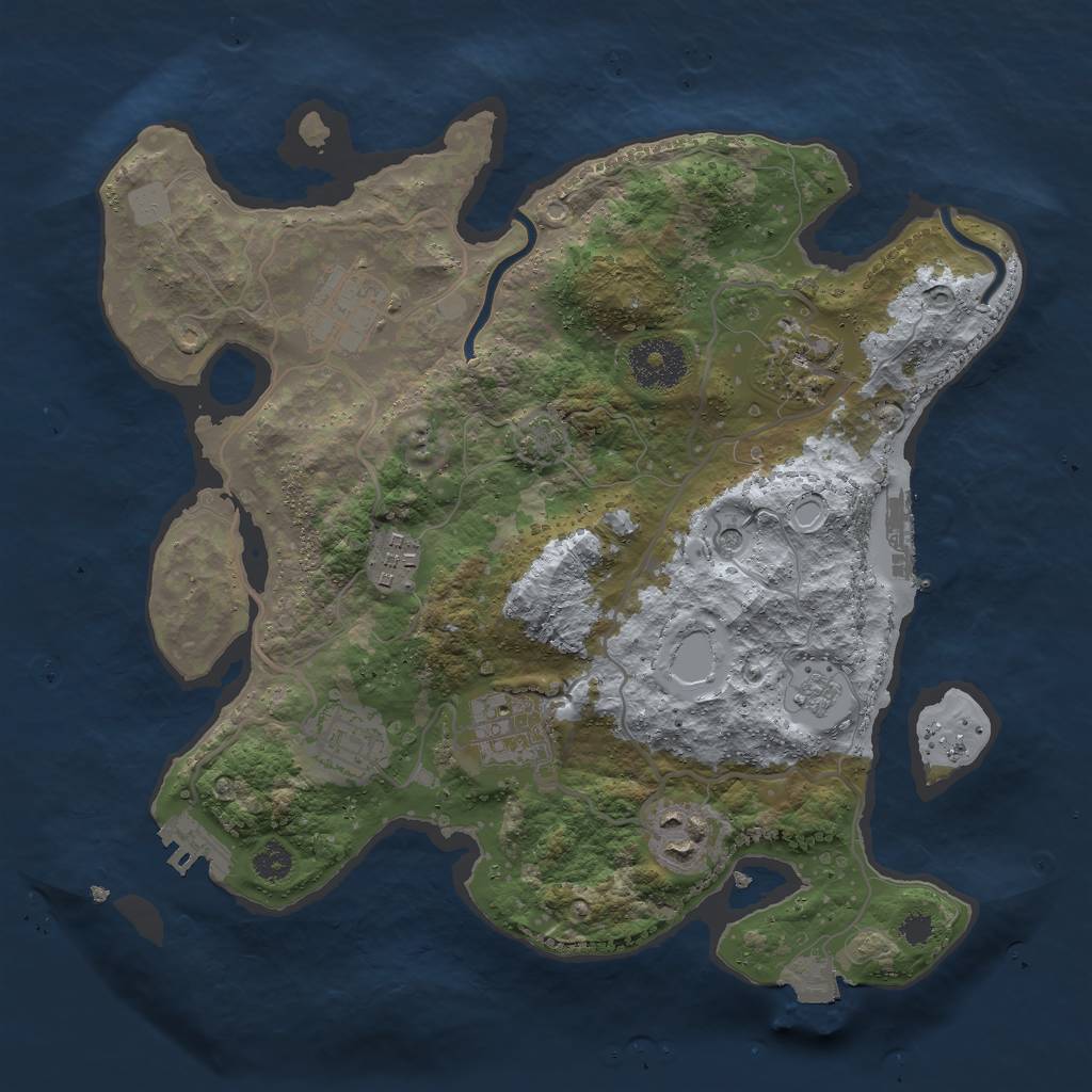 Rust Map: Procedural Map, Size: 3000, Seed: 1722328341, 14 Monuments