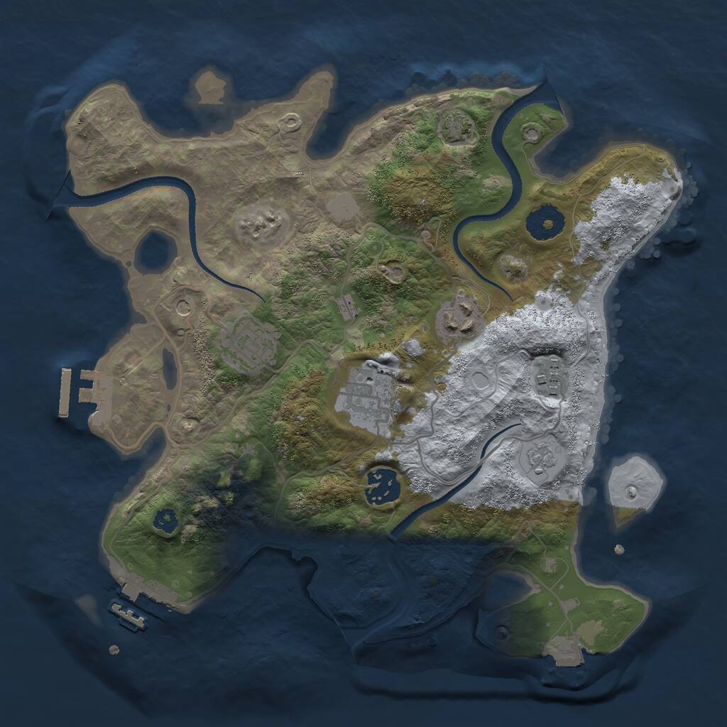 Rust Map: Procedural Map, Size: 3000, Seed: 1722328341, 11 Monuments