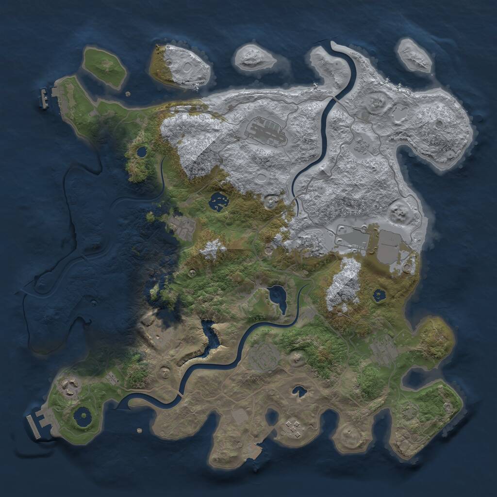 Rust Map: Procedural Map, Size: 4000, Seed: 64167, 16 Monuments