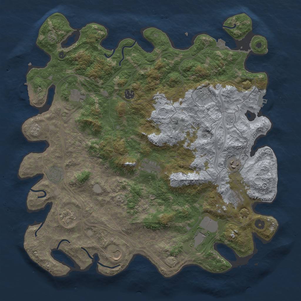 Rust Map: Procedural Map, Size: 4500, Seed: 1182601740, 19 Monuments