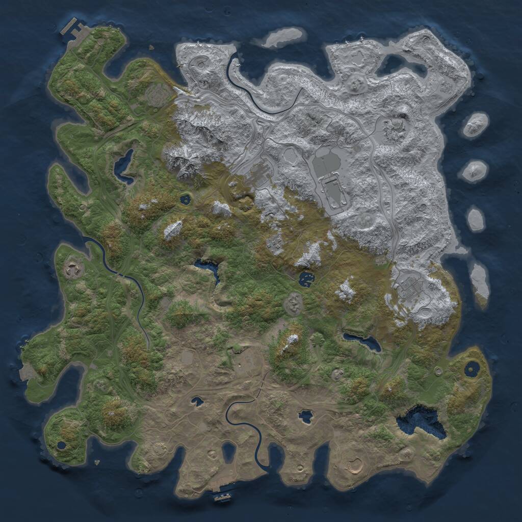 Rust Map: Procedural Map, Size: 5000, Seed: 64167, 16 Monuments
