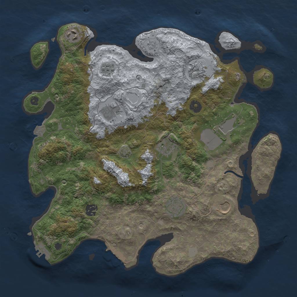 Rust Map: Procedural Map, Size: 3650, Seed: 93284307, 17 Monuments