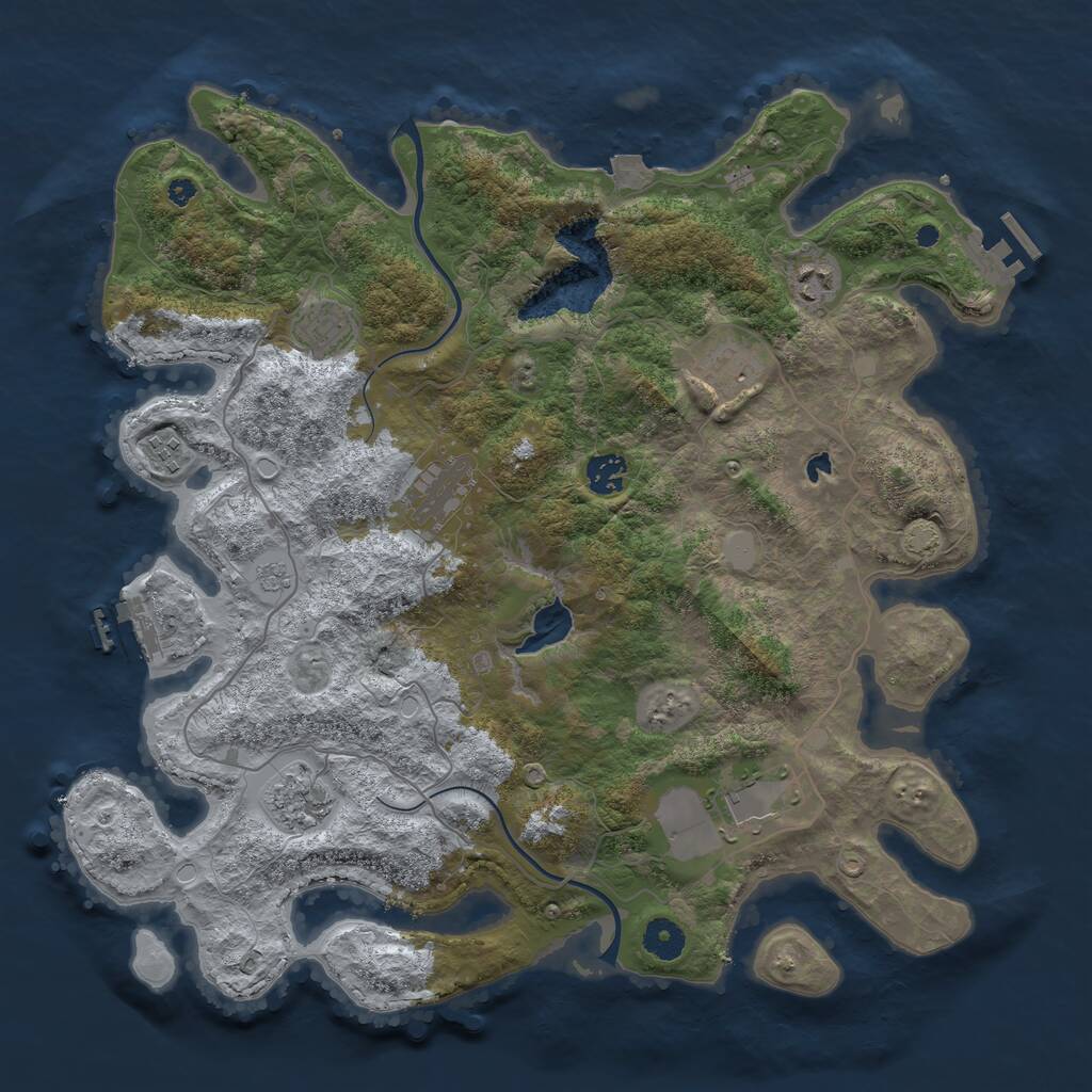 Rust Map: Procedural Map, Size: 4000, Seed: 436620015, 13 Monuments