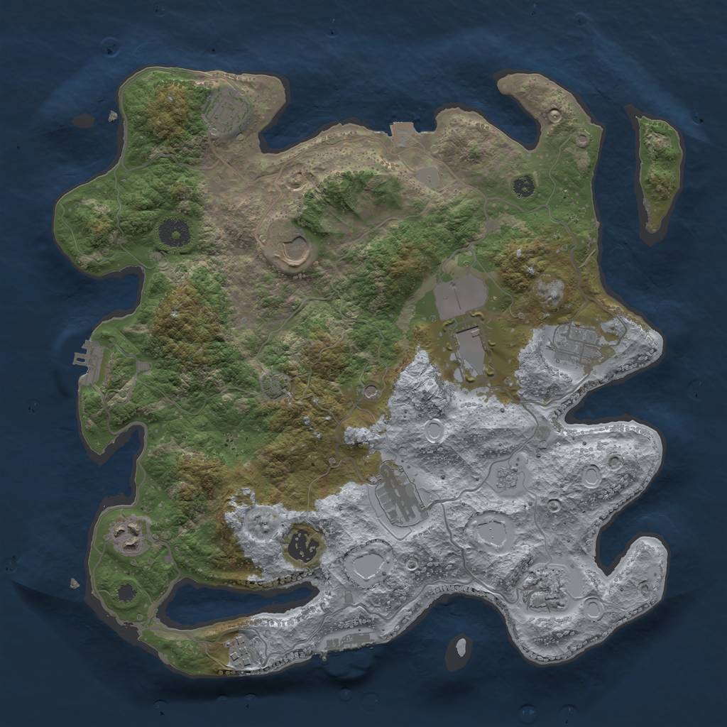 Rust Map: Procedural Map, Size: 3600, Seed: 69231312, 17 Monuments