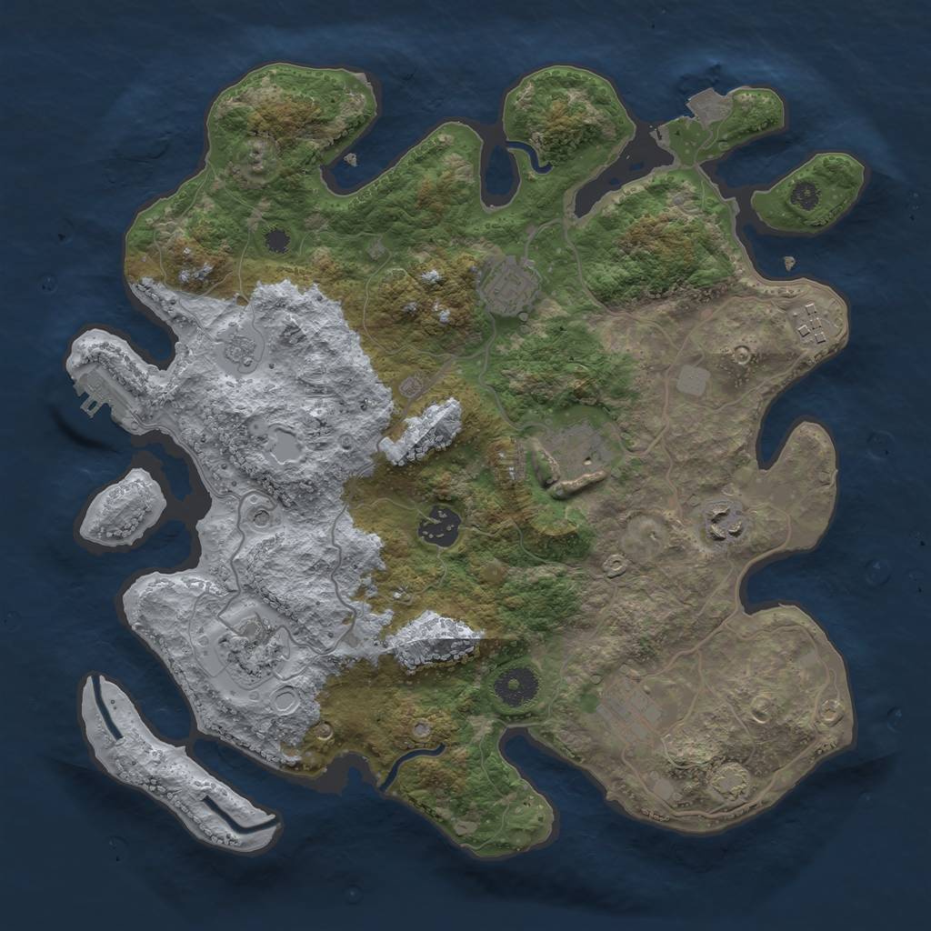 Rust Map: Procedural Map, Size: 3450, Seed: 96374597, 14 Monuments
