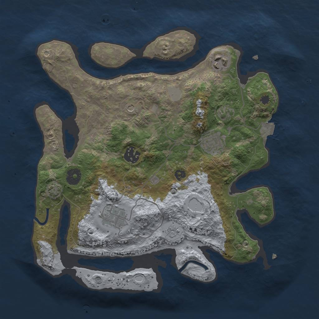 Rust Map: Procedural Map, Size: 3000, Seed: 2893167, 10 Monuments