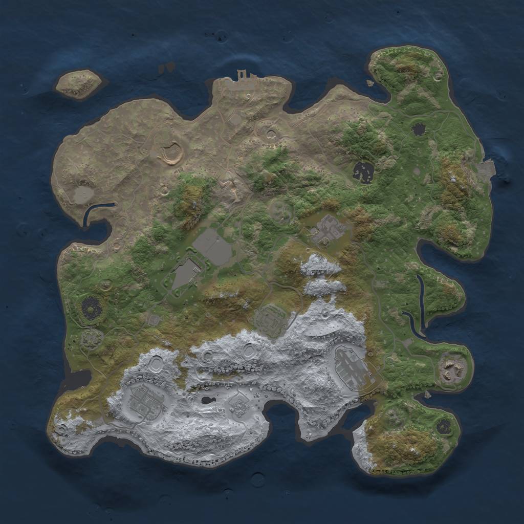 Rust Map: Procedural Map, Size: 3600, Seed: 820229766, 15 Monuments