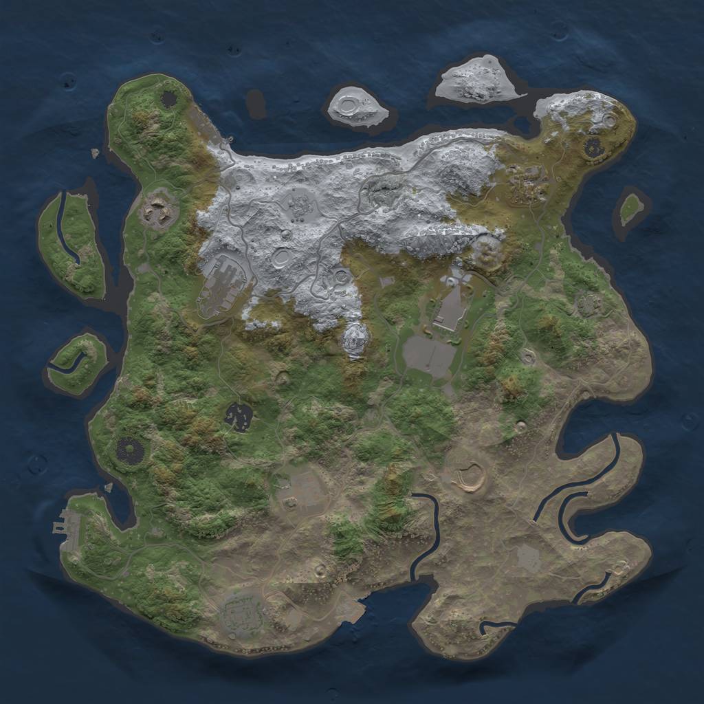 Rust Map: Procedural Map, Size: 3700, Seed: 383831139, 16 Monuments