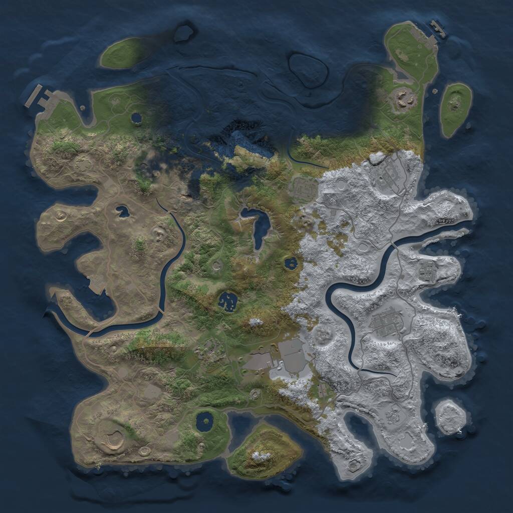 Rust Map: Procedural Map, Size: 4000, Seed: 1633616611, 16 Monuments
