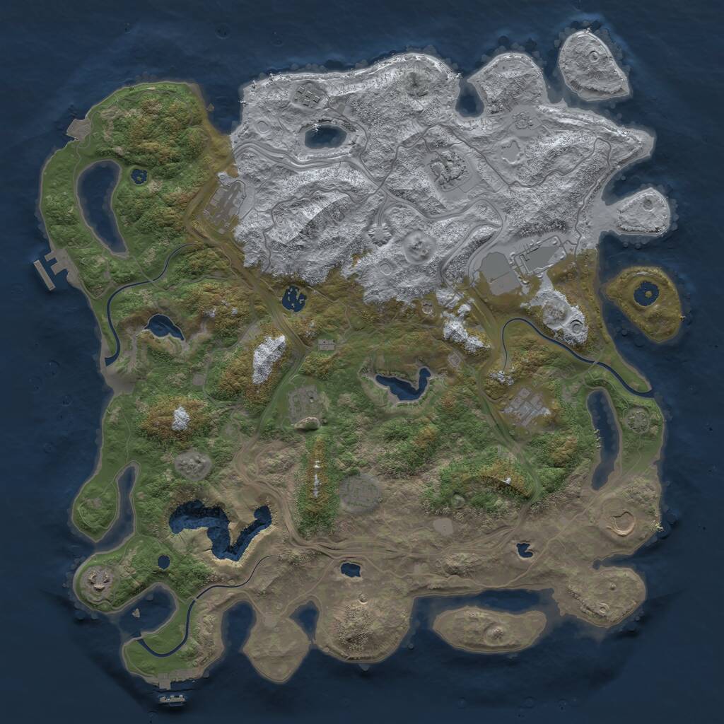 Rust Map: Procedural Map, Size: 4500, Seed: 1733475455, 16 Monuments