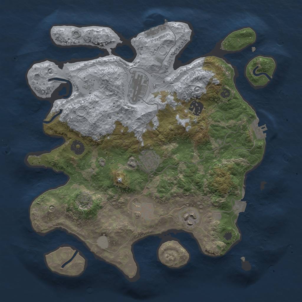 Rust Map: Procedural Map, Size: 3200, Seed: 28589, 12 Monuments