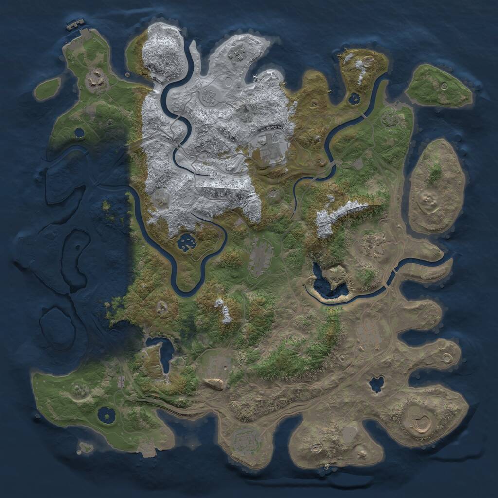 Rust Map: Procedural Map, Size: 4250, Seed: 28407230, 16 Monuments