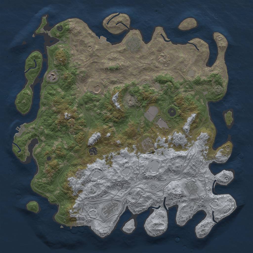 Rust Map: Procedural Map, Size: 4500, Seed: 1101386514, 18 Monuments