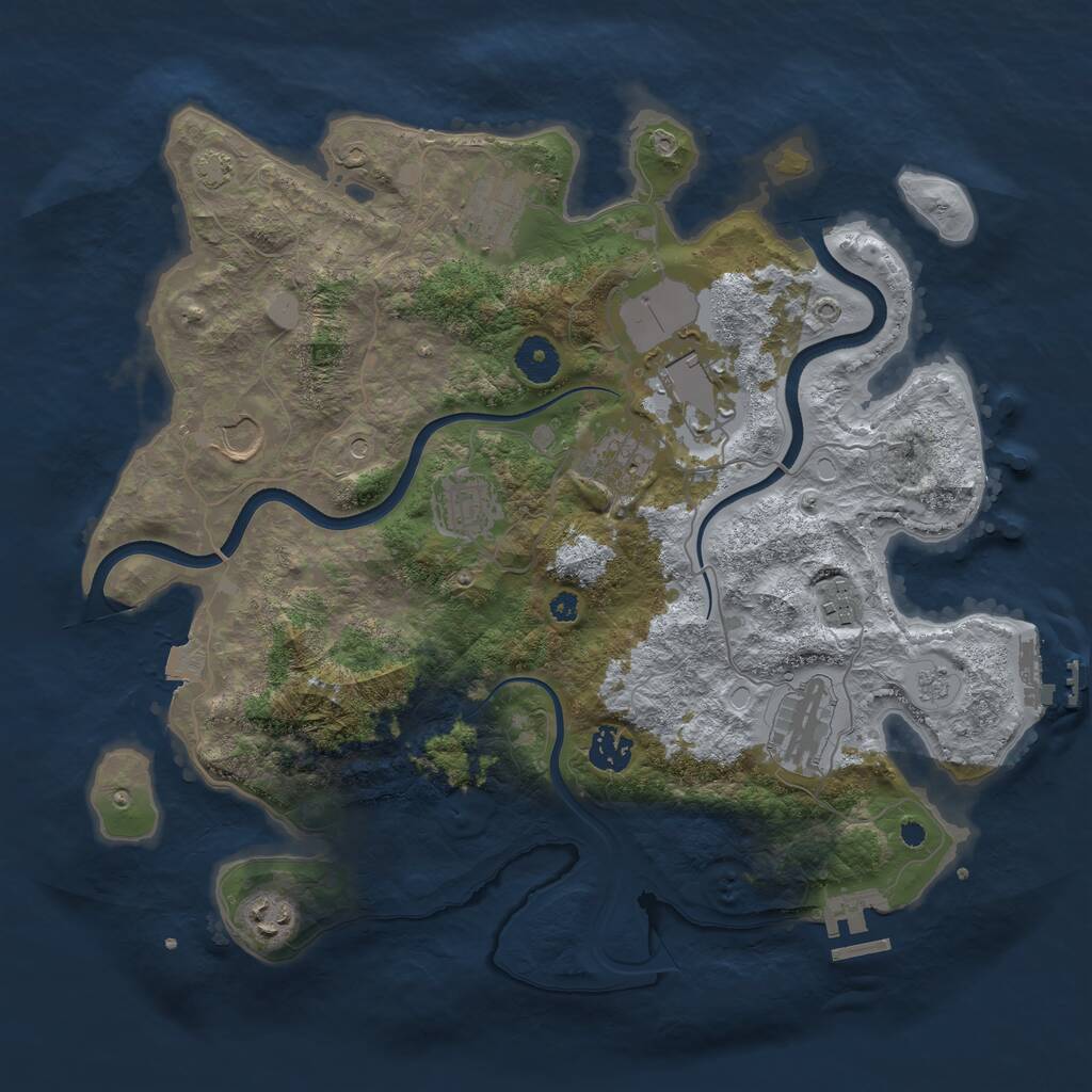 Rust Map: Procedural Map, Size: 3700, Seed: 3904, 15 Monuments