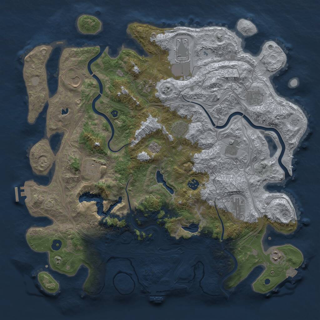 Rust Map: Procedural Map, Size: 4500, Seed: 35233749, 17 Monuments