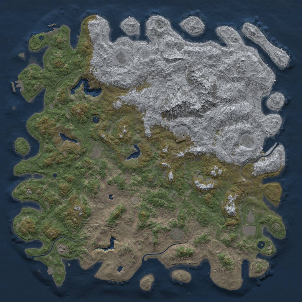 Rust Map: Procedural Map, Size: 6000, Seed: 342912995, 17 Monuments