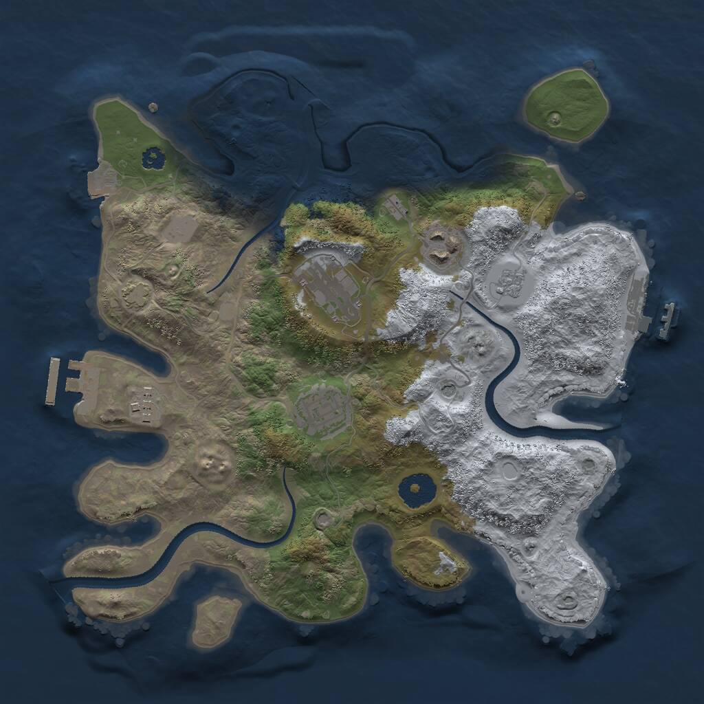 Rust Map: Procedural Map, Size: 3000, Seed: 32113, 10 Monuments