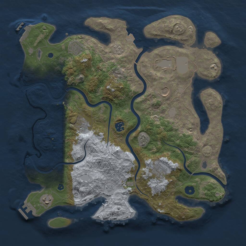 Rust Map: Procedural Map, Size: 3850, Seed: 37857895, 14 Monuments