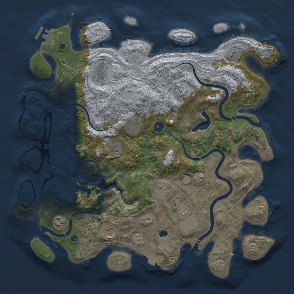 Rust Map: Procedural Map, Size: 4250, Seed: 197904179, 14 Monuments