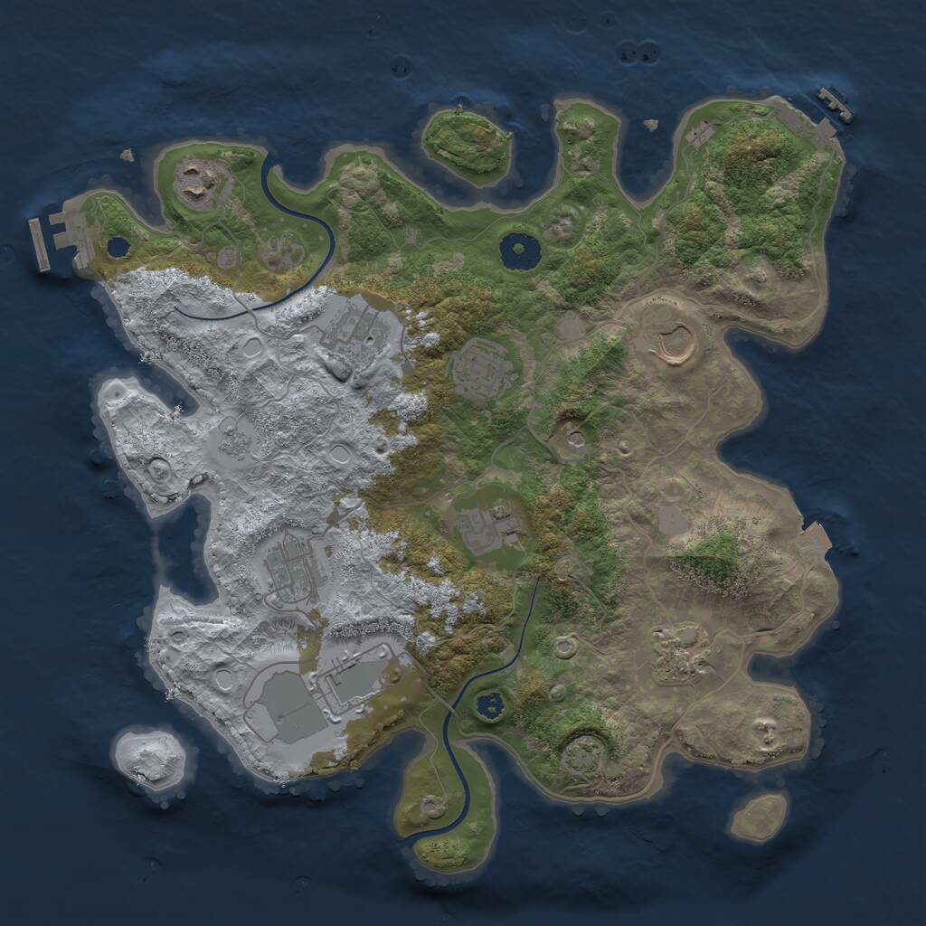 Rust Map: Procedural Map, Size: 3500, Seed: 65858568, 14 Monuments