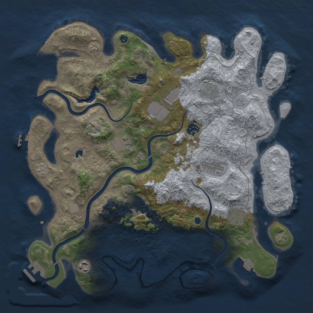 Rust Map: Procedural Map, Size: 4000, Seed: 91960250, 15 Monuments