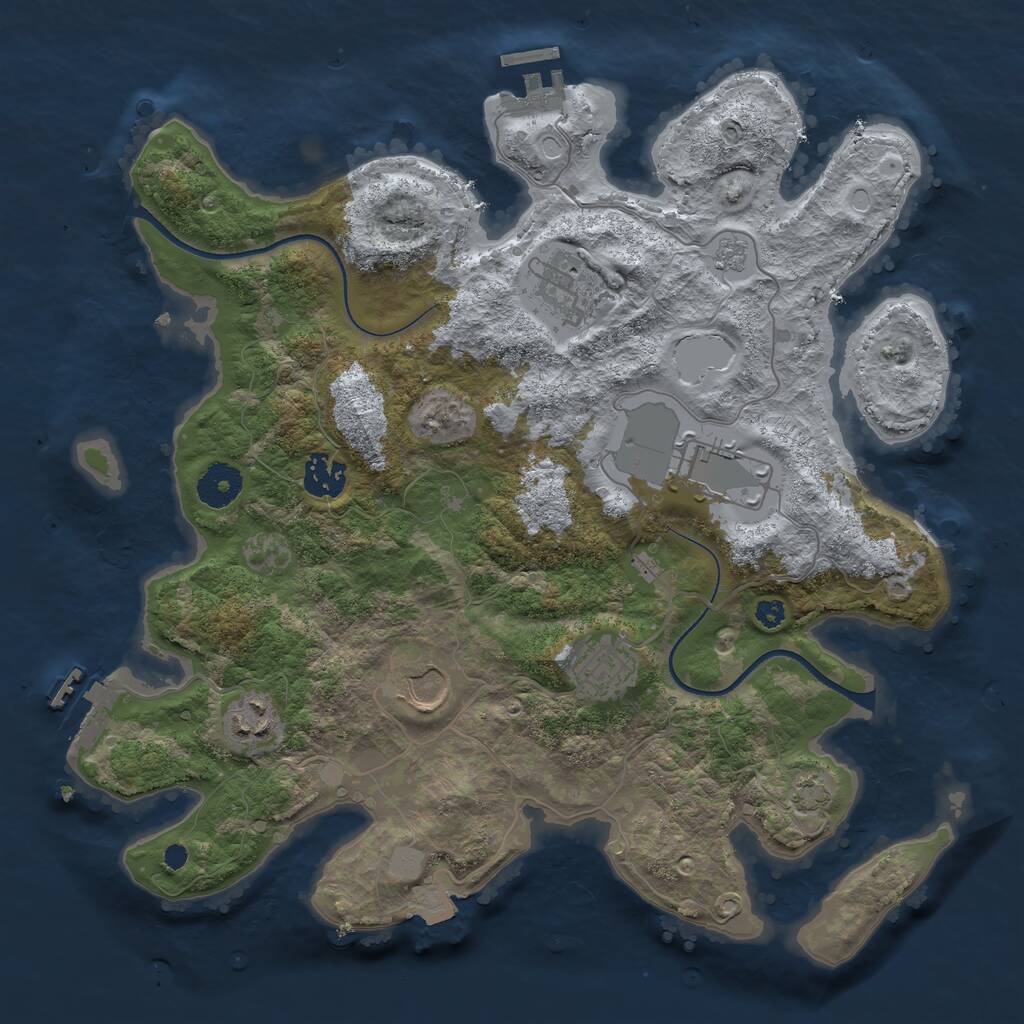 Rust Map: Procedural Map, Size: 3500, Seed: 1903530217, 11 Monuments