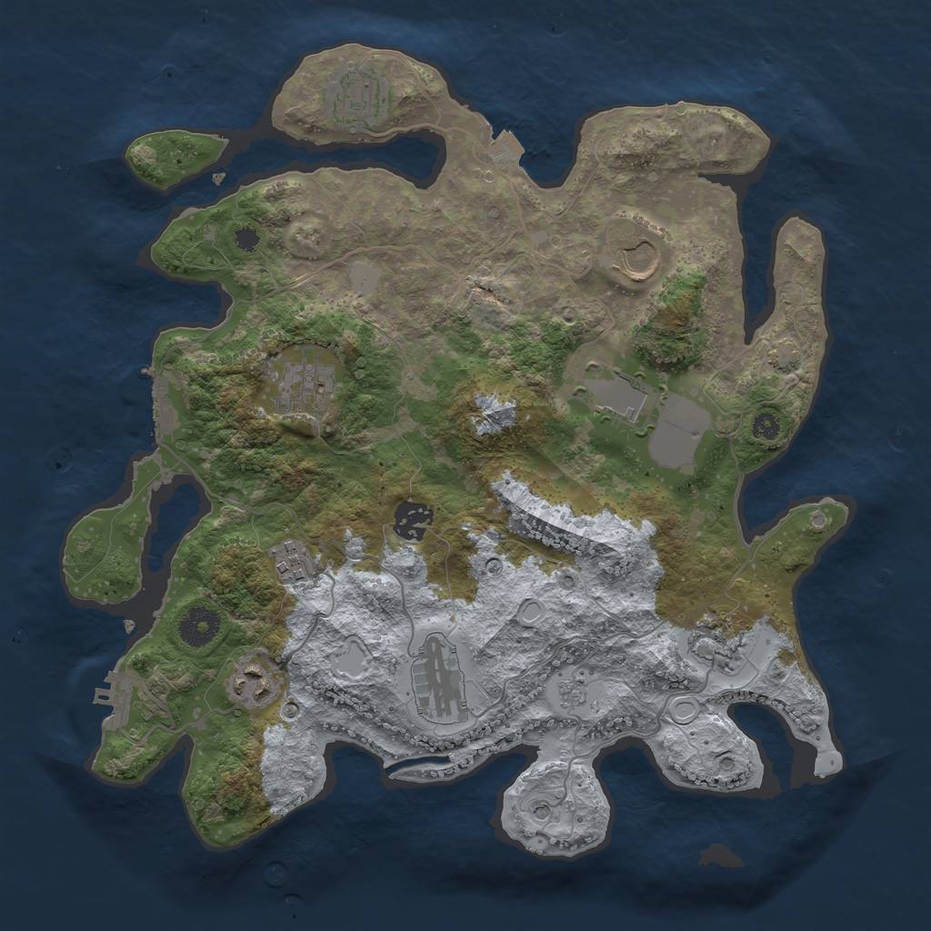 Rust Map: Procedural Map, Size: 3500, Seed: 908748902, 17 Monuments