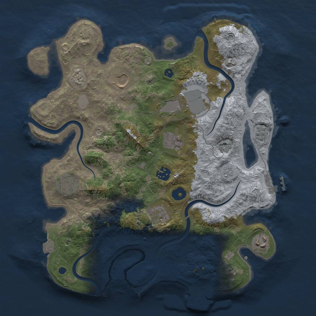 Rust Map: Procedural Map, Size: 3500, Seed: 32437424, 14 Monuments