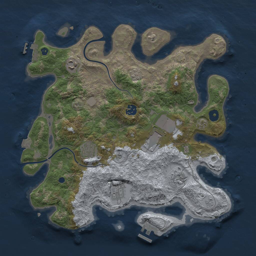 Rust Map: Procedural Map, Size: 3500, Seed: 104445833, 13 Monuments