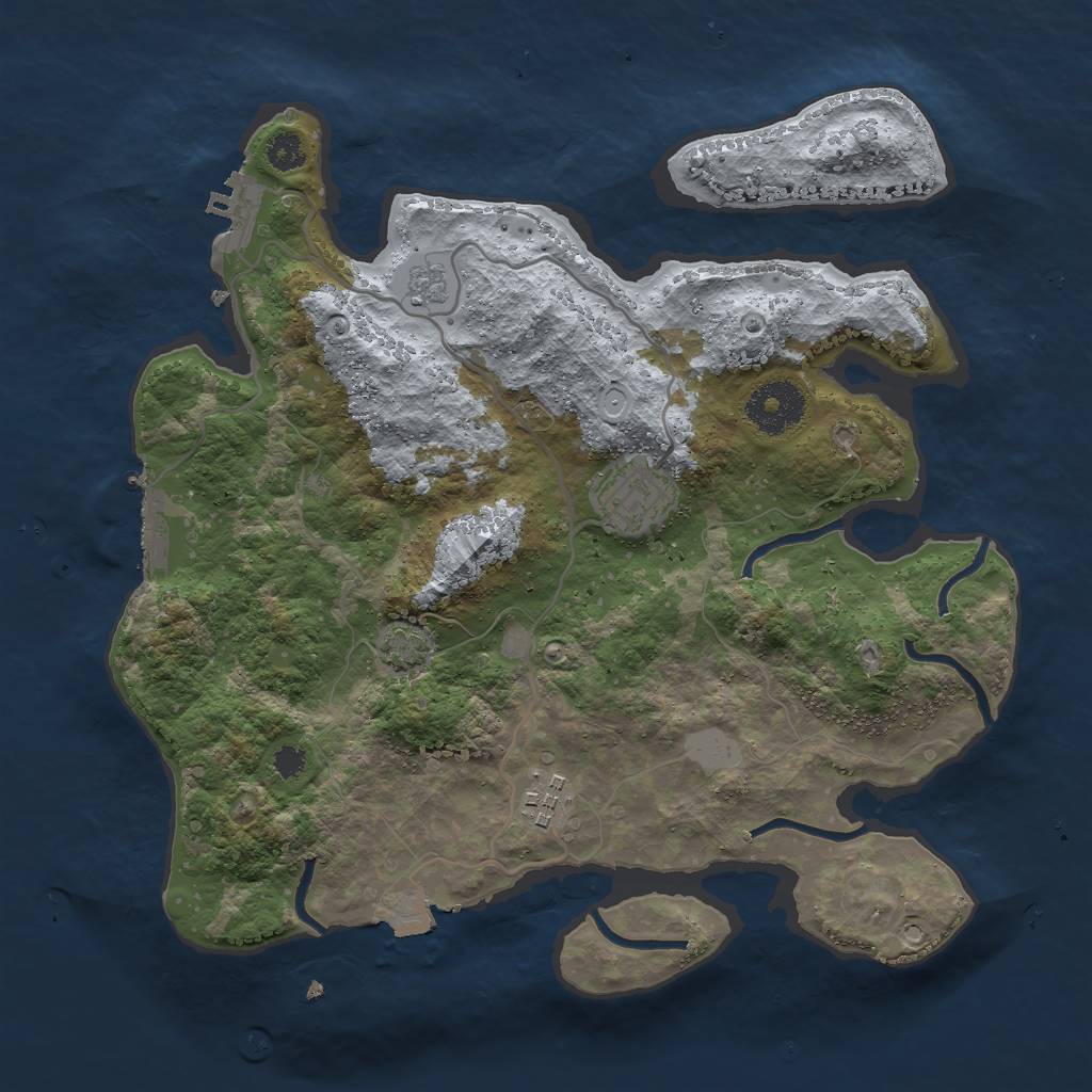 Rust Map: Procedural Map, Size: 3000, Seed: 87054590, 9 Monuments