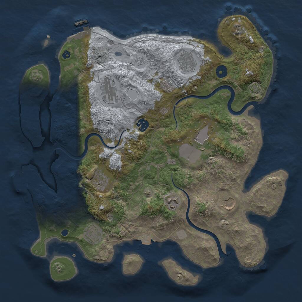 Rust Map: Procedural Map, Size: 3700, Seed: 1729209903, 15 Monuments