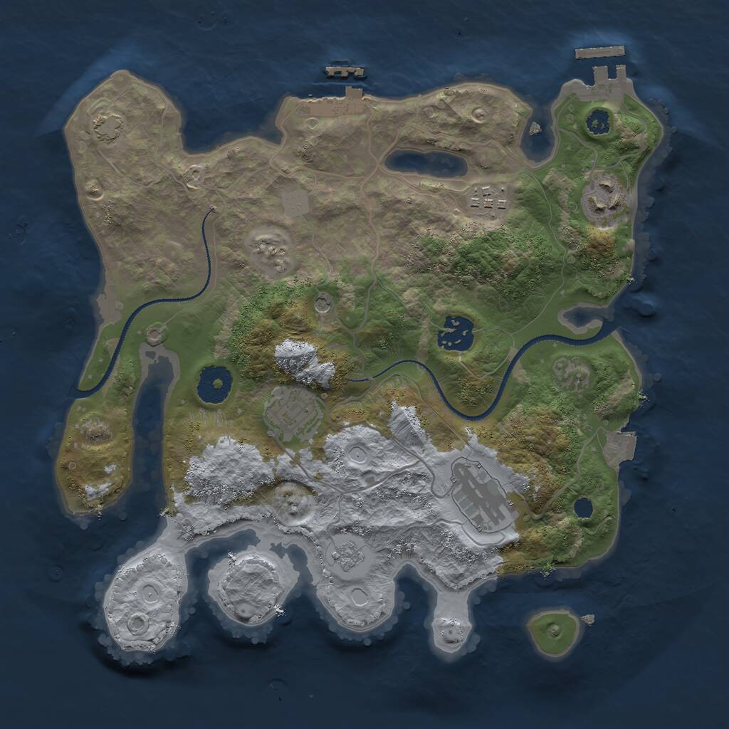 Rust Map: Procedural Map, Size: 3000, Seed: 8681, 11 Monuments