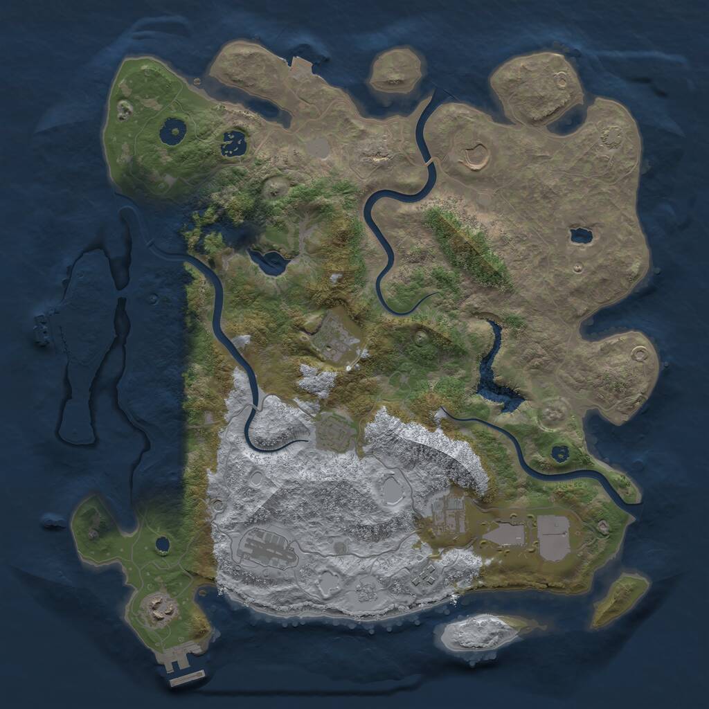 Rust Map: Procedural Map, Size: 4000, Seed: 23557, 15 Monuments