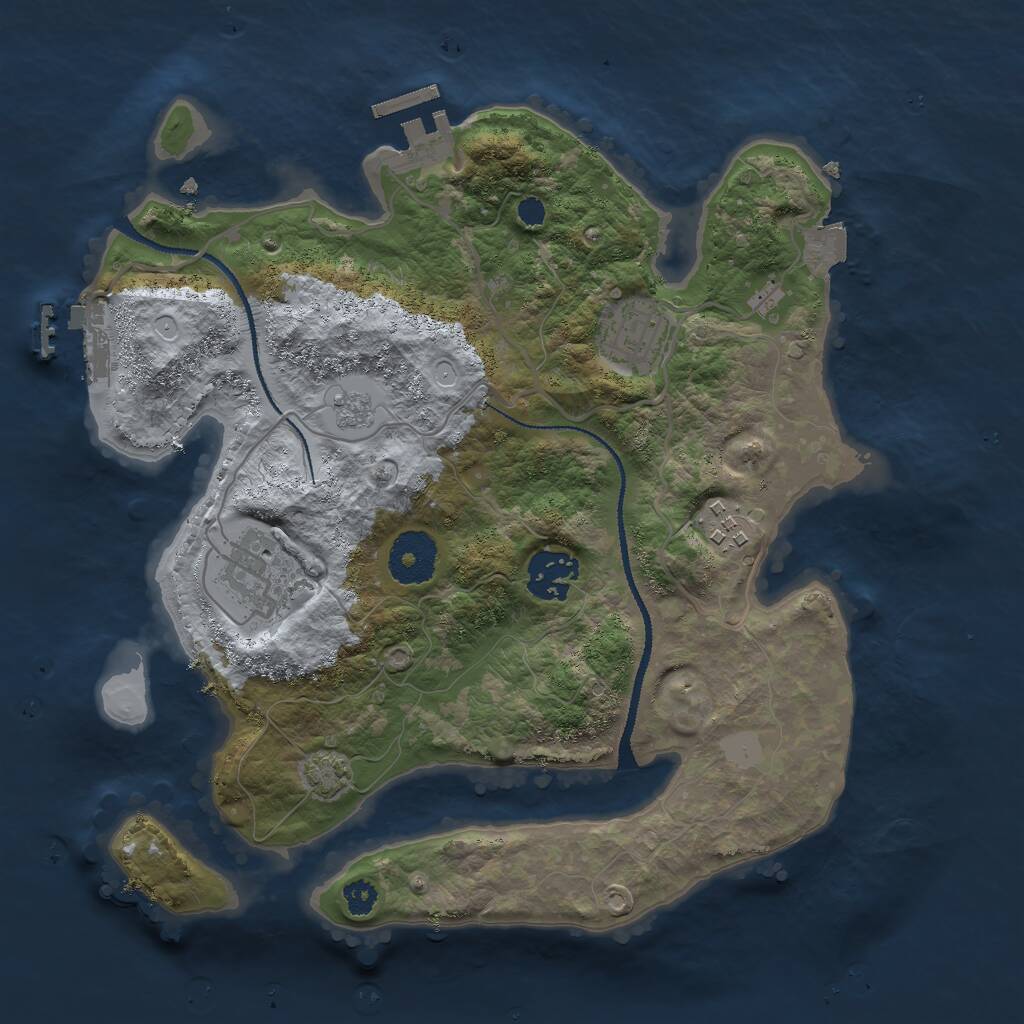 Rust Map: Procedural Map, Size: 3000, Seed: 732805201, 9 Monuments