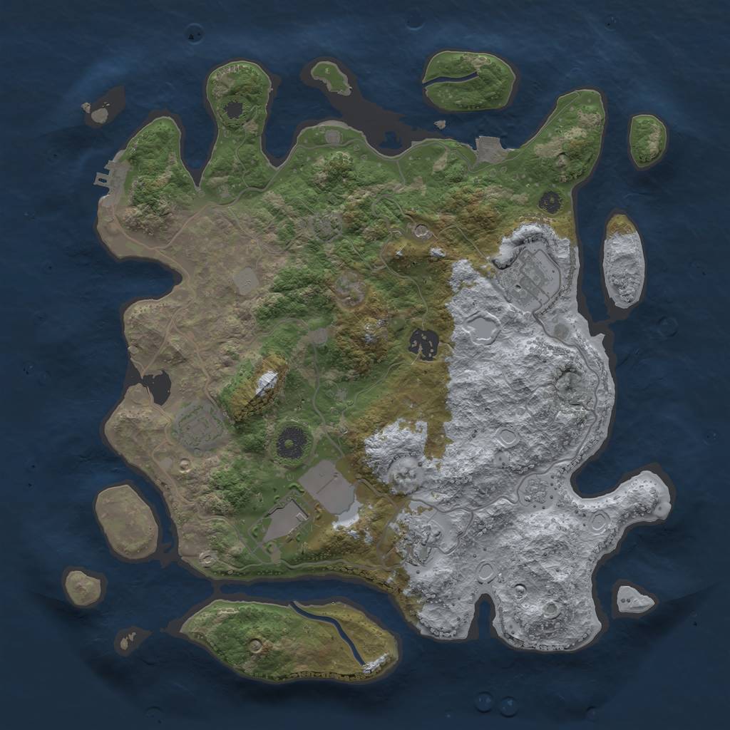 Rust Map: Procedural Map, Size: 3500, Seed: 1516823413, 12 Monuments