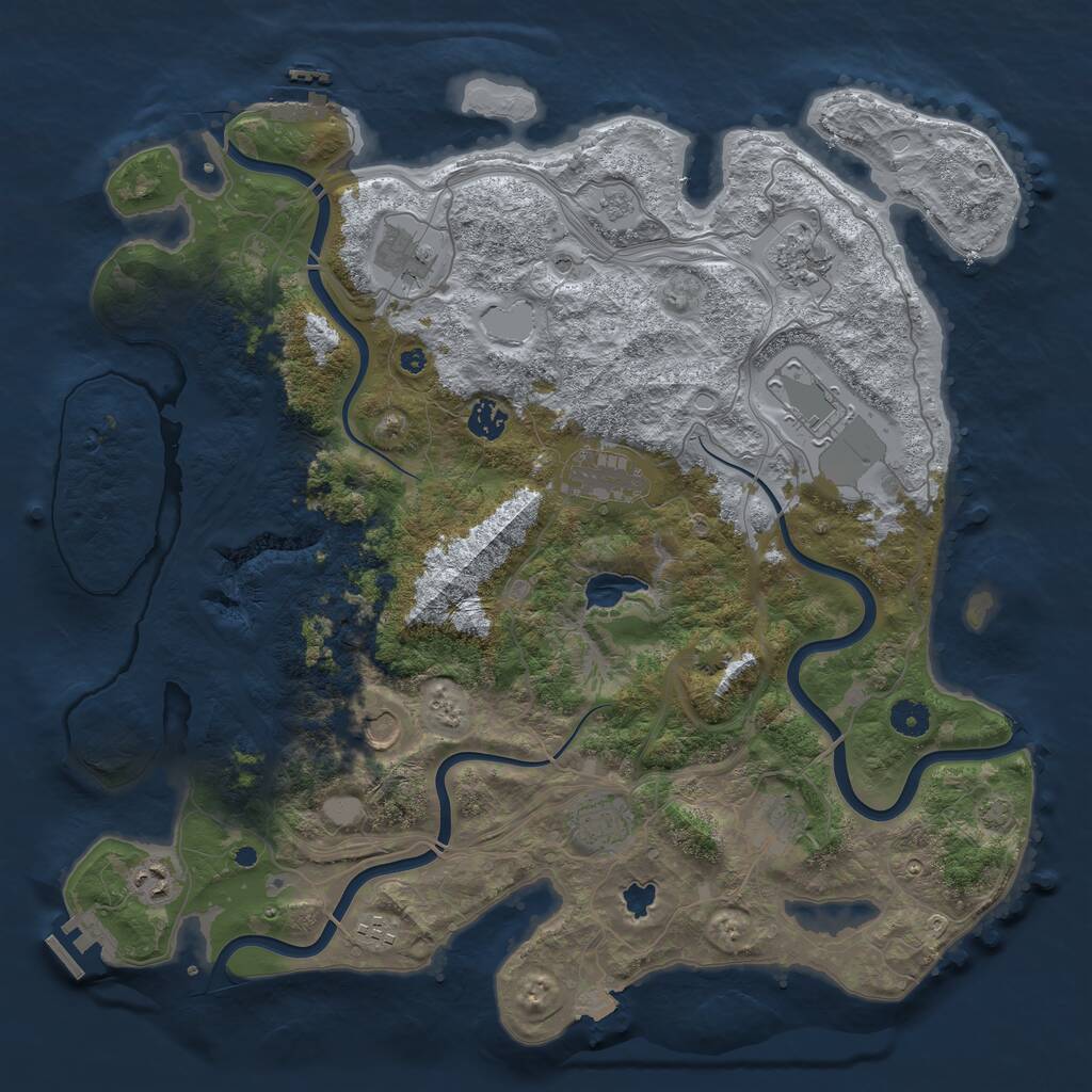 Rust Map: Procedural Map, Size: 4250, Seed: 66580725, 16 Monuments