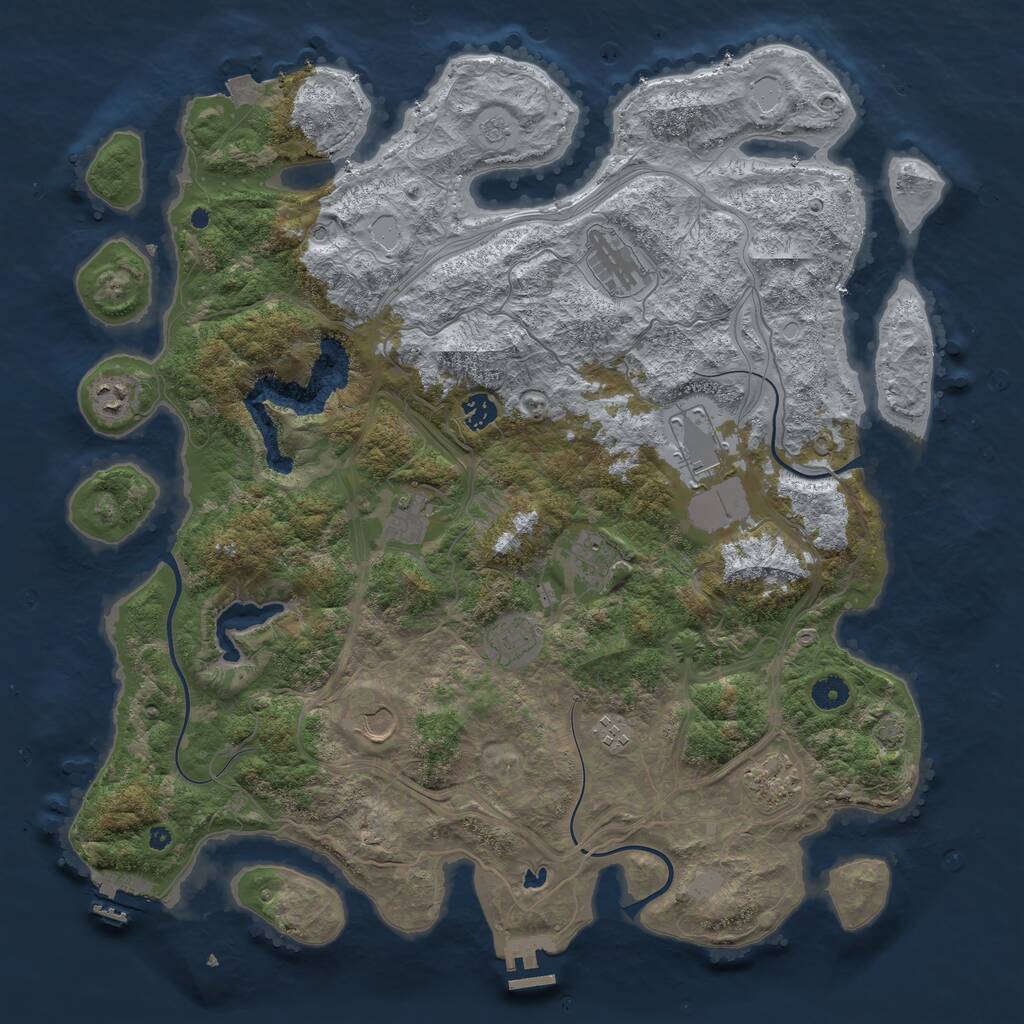 Rust Map: Procedural Map, Size: 4400, Seed: 29827039, 16 Monuments