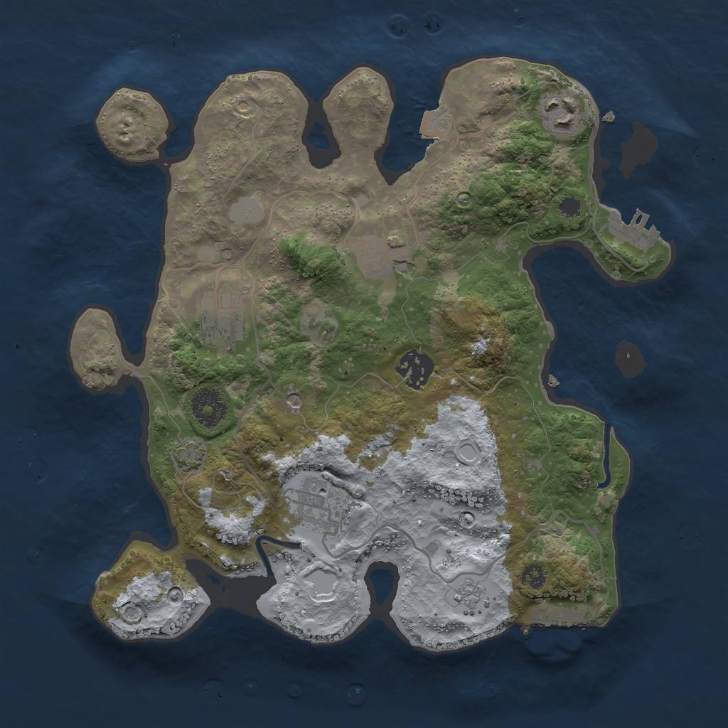 Rust Map: Procedural Map, Size: 3000, Seed: 1765817494, 13 Monuments