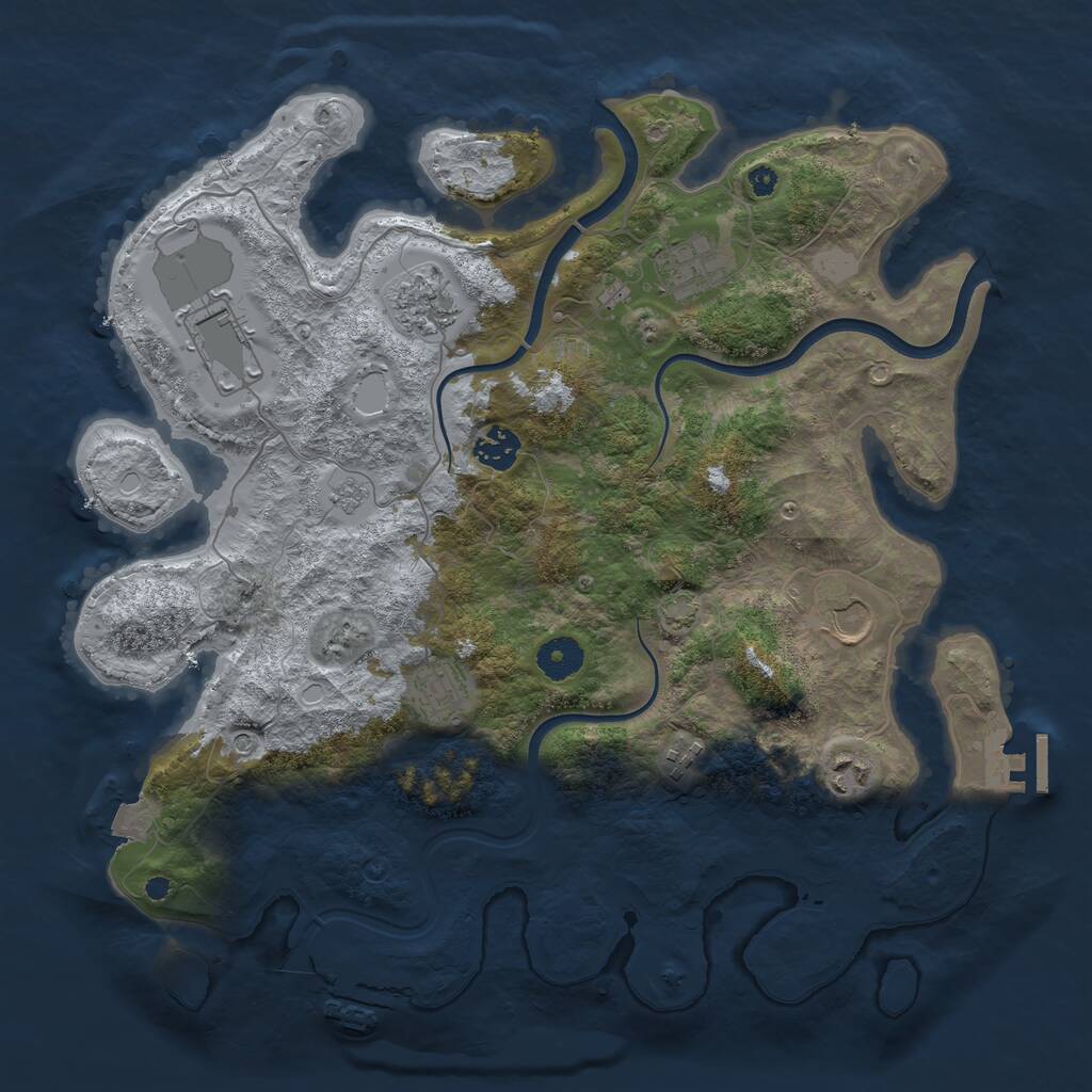 Rust Map: Procedural Map, Size: 3750, Seed: 17109, 14 Monuments