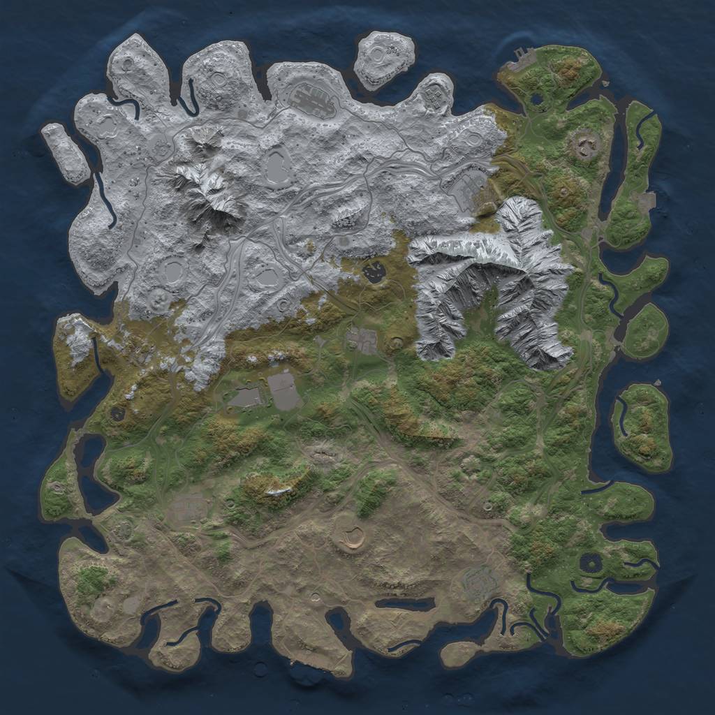 Rust Map: Procedural Map, Size: 5000, Seed: 775597681, 19 Monuments