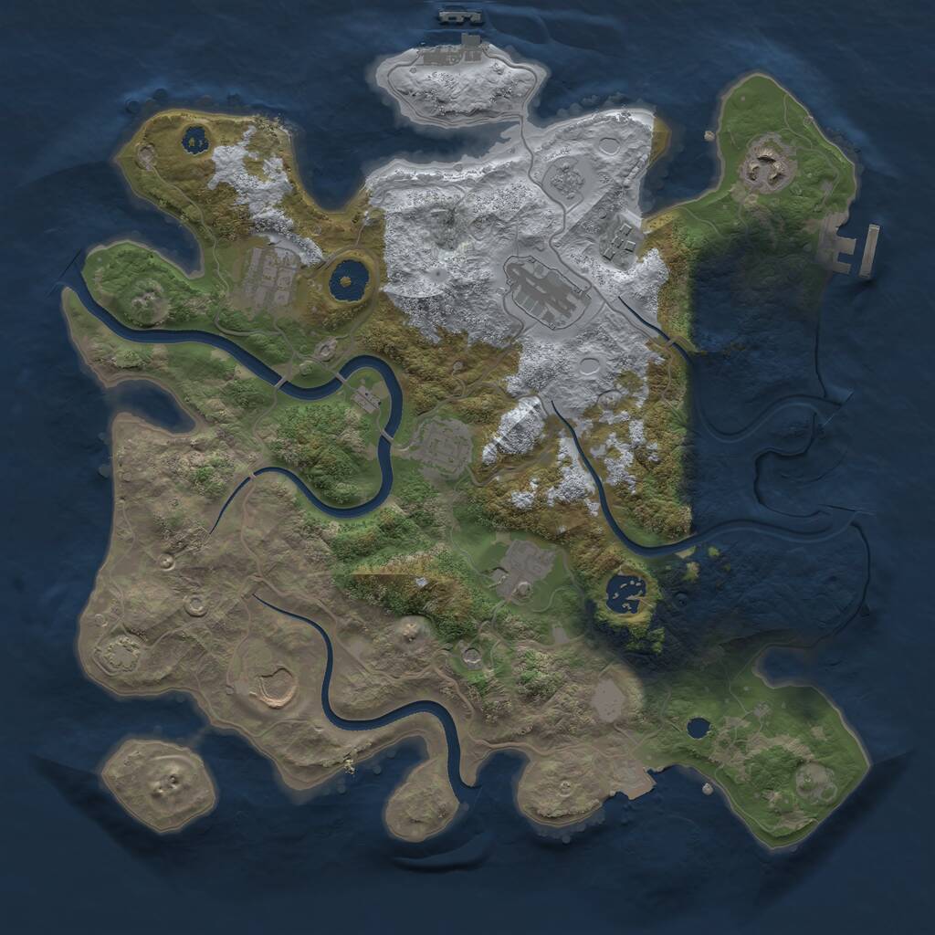 Rust Map: Procedural Map, Size: 3500, Seed: 969157893, 14 Monuments