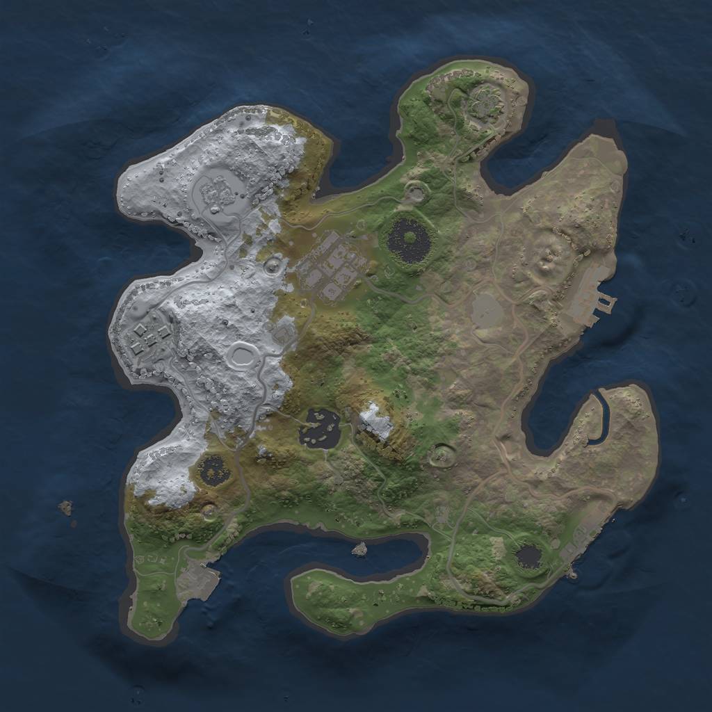 Rust Map: Procedural Map, Size: 2500, Seed: 1385782720, 10 Monuments