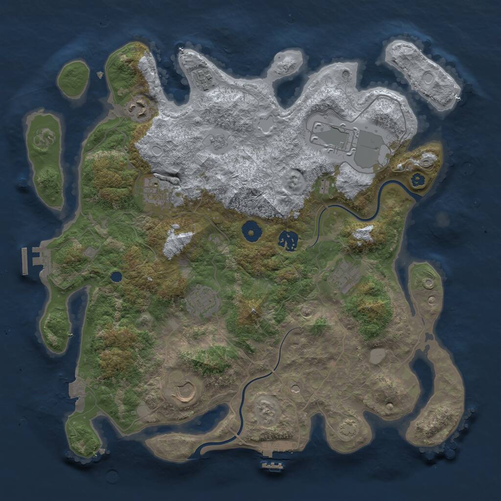 Rust Map: Procedural Map, Size: 3700, Seed: 11841874, 14 Monuments