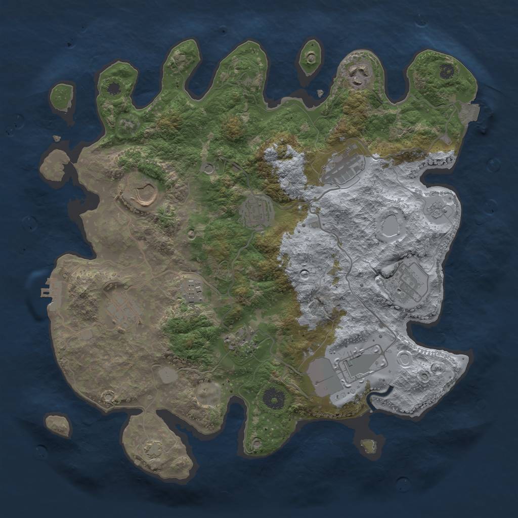 Rust Map: Procedural Map, Size: 3500, Seed: 1723951340, 16 Monuments