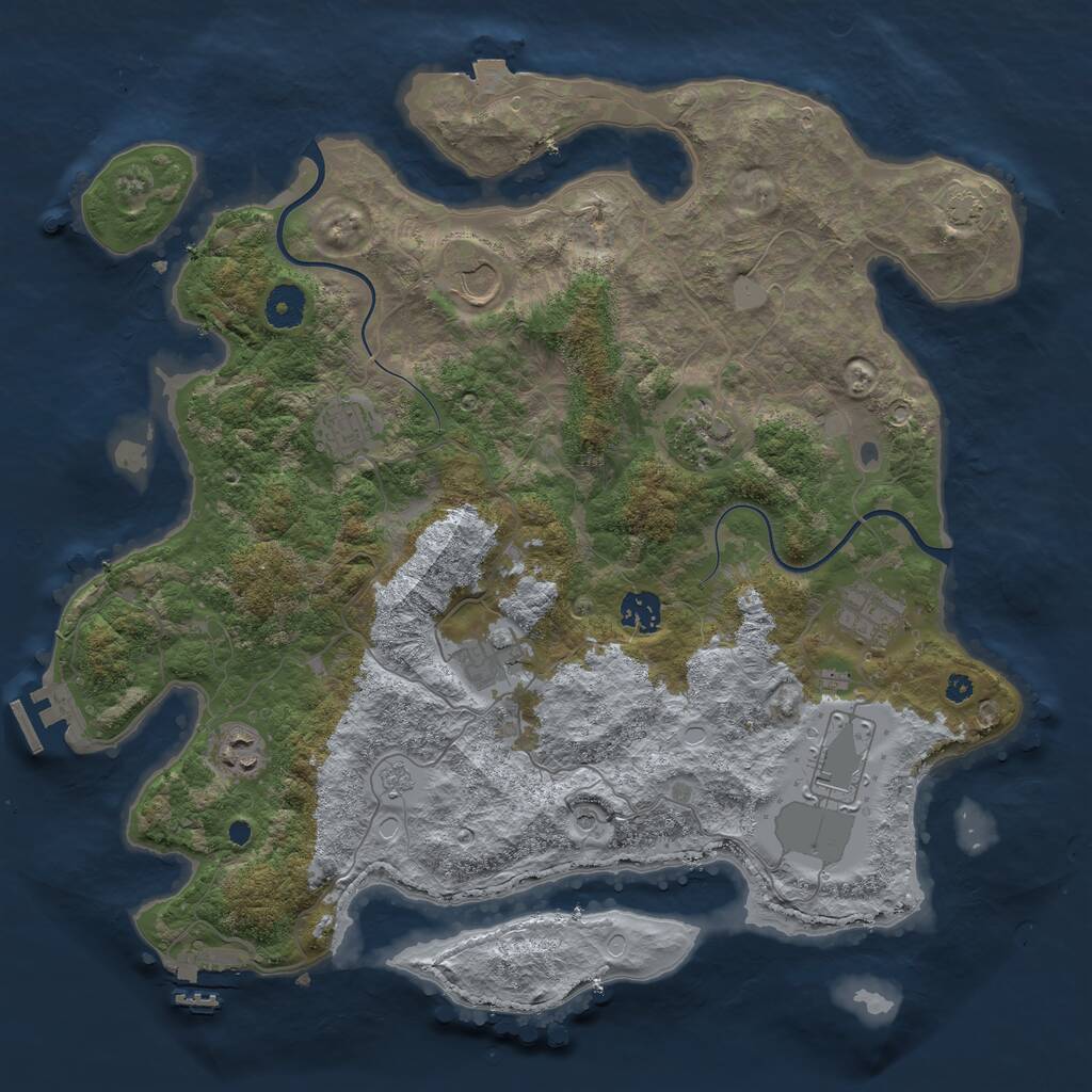 Rust Map: Procedural Map, Size: 3875, Seed: 851819267, 14 Monuments