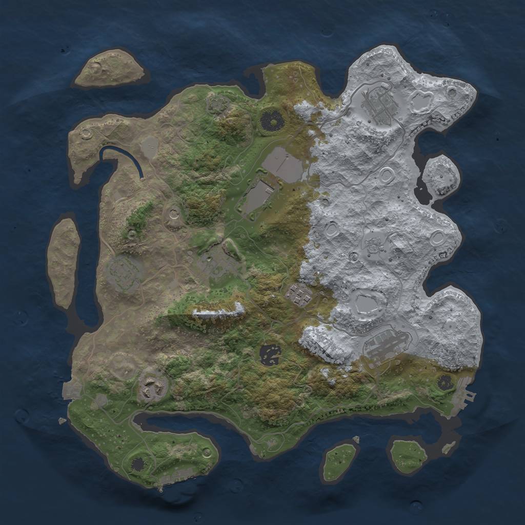 Rust Map: Procedural Map, Size: 3500, Seed: 703359391, 16 Monuments